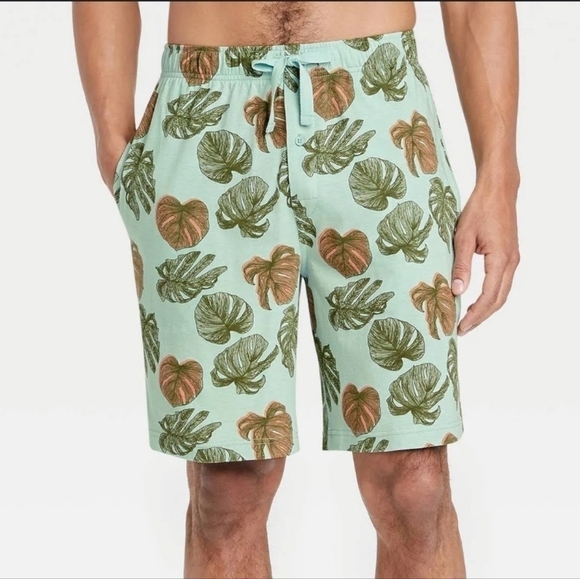 Goodfellow Light Green Graphic Print‎ Lounge Shorts Size Medium NWT - Picture 1 of 5